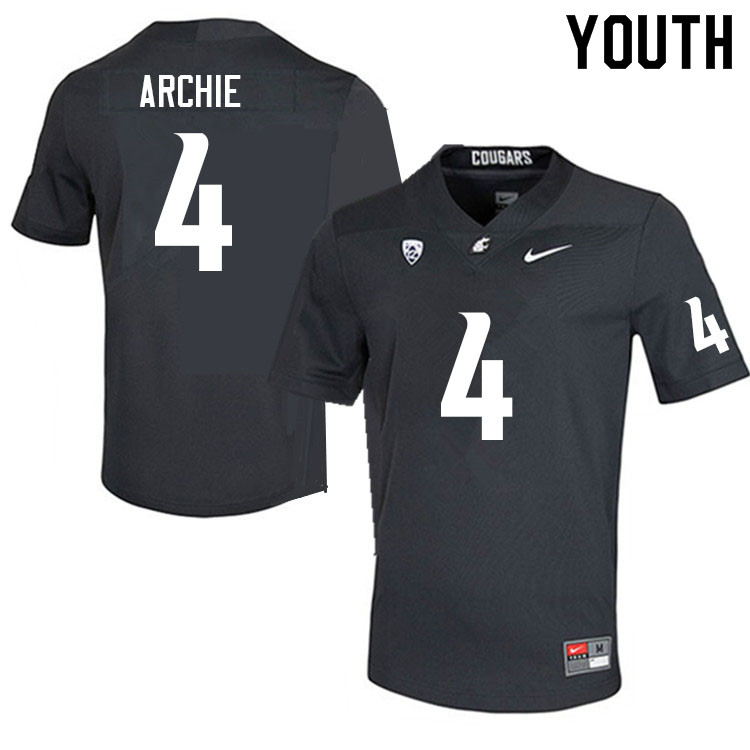 Youth #4 Armauni Archie Washington State Cougars College Football Jerseys Sale-Charcoal